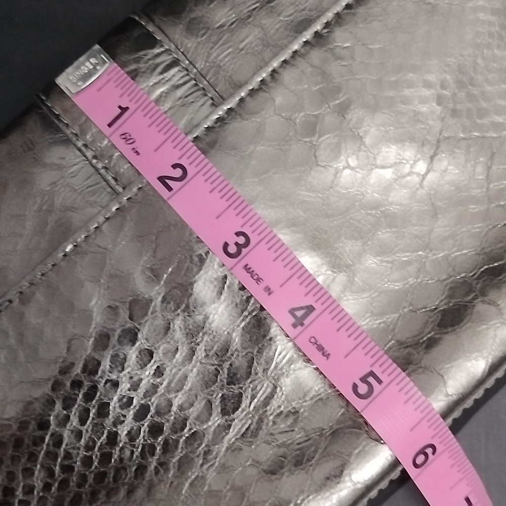 Michael Kors Metallic Gunmetal Python Embossed Flap Snap Shoulder Bag - Picture 14 of 14